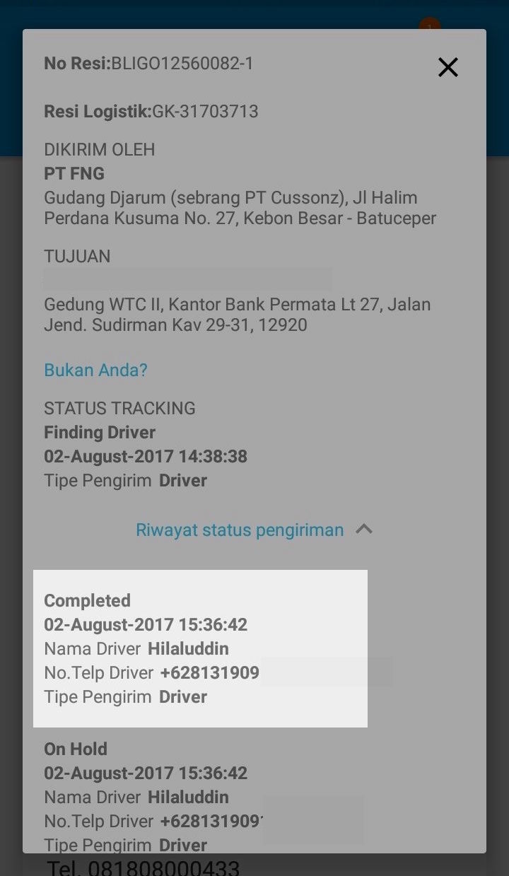 Bagaimana cara melacak pesanan yang dikirim dengan Grab Express