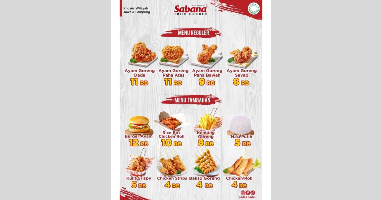 Menu Sabana Fried Chicken Lengkap Dan Harganya 2024 Blibli Friends